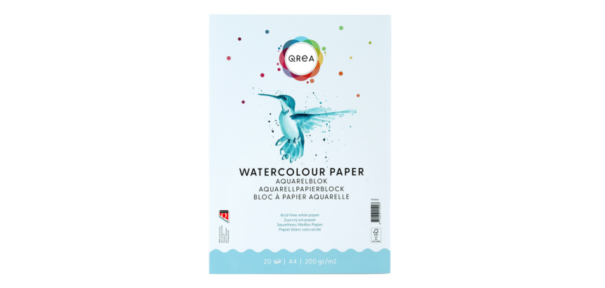 Bloc aquarelle Qrea A4 20 feuilles 200g collé