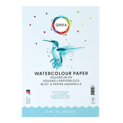 Bloc aquarelle Qrea A4 20 feuilles 200g collé