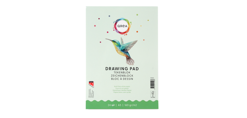 Bloc à dessin Qrea A5 24 feuilles 160g collé