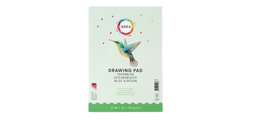 Bloc à dessin Qrea A5 24 feuilles 160g collé