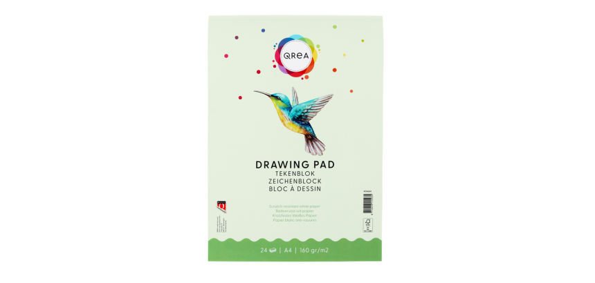.Bloc à dessin Qrea A4 24 feuilles 160g collé