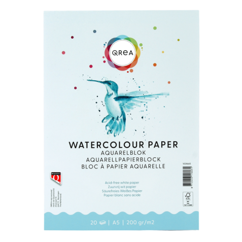 Bloc aquarelle Qrea A5 20 feuilles 200g collé