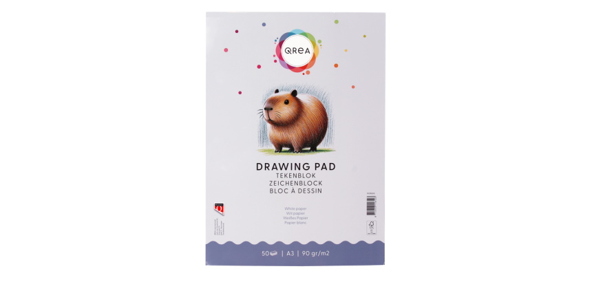 Bloc à dessin Qrea A3 50 feuilles 90g collé