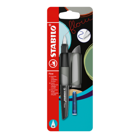 Stylo plume STABILO Flow Medium gris blister 1 pièce