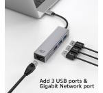Hub ACT USB-C 3.0 3x USB-A Ethernet Gigabit