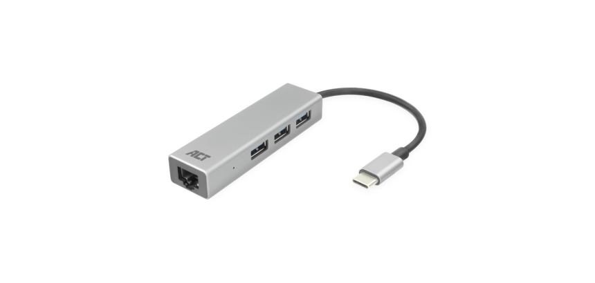 Hub ACT USB-C 3.0 3x USB-A Ethernet Gigabit