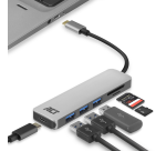 Hub ACT USB-C 3.0, 3x USB-A, lecteur de cartes, PD pass-through
