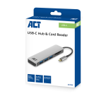 Hub ACT USB-C 3.0, 3x USB-A, lecteur de cartes, PD pass-through