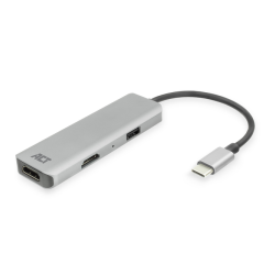 Adapter ACT USB-C 4K multiport voor 2 HDMI monitoren