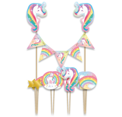 Décoration gâteau Licorne 9 pièces