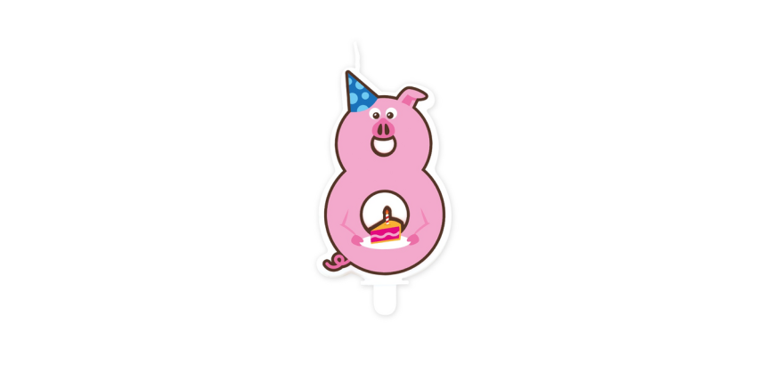 Jungle Candle 8 Pink Pig