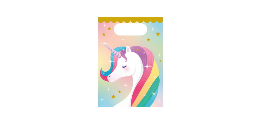 Sachet cadeau Licorne papier 23x16,5cm 6 pièces