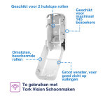 Distributeur papier toilette Tork T7 Elevation OptiServe 558040 sans mandrin vertical Duo blanc