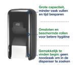 Toiletpapierdispenser Tork T7 Elevation OptiServe Coreless medium verticaal duo zwart 558042