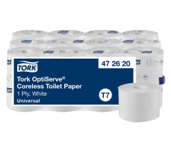 Toiletpapier Tork T7 Universal OptiServe Coreless 1-laags 144m wit 472620