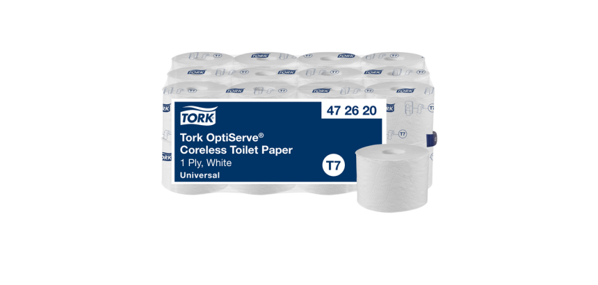 Toiletpapier Tork T7 Universal OptiServe Coreless 1-laags 144m wit 472620