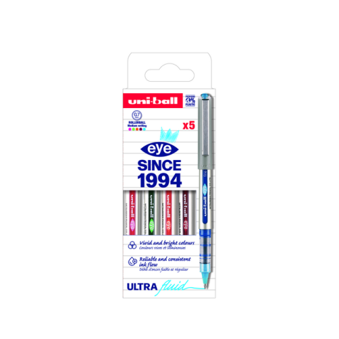 Roller Uni-Ball UB157 Medium assorti 5 pièces