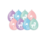 Ballon Licorne 30cm pastel 8 pièces