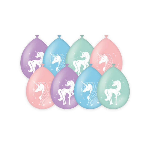 Ballonen Unicorn 30 cm 8 stuks pastel