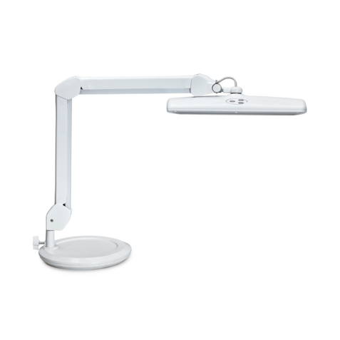 Lampe de travail MAULintro LED dimmable sur socle blanc