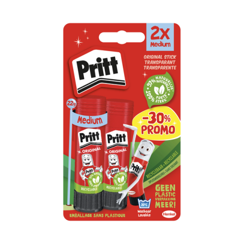 Bâton de colle Pritt Original 22g blister 2 pièces Promo