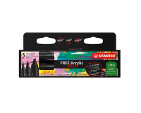 Marqueur peinture STABILO Free Acrylic Mixed Tip set 3 largeurs noir