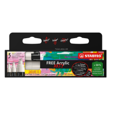 Marqueur peinture STABILO Free Acrylic Mixed Tip set 3 largeurs blanc