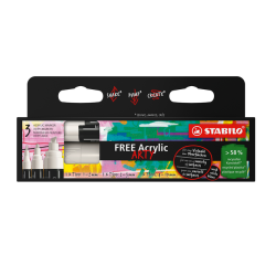 Marqueur peinture STABILO Free Acrylic Mixed Tip set 3 largeurs blanc