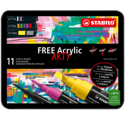 Marqueur peinture STABILO Free Acrylic kit starter assorti 11 pièces