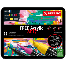 Marqueur peinture STABILO Free Acrylic kit starter assorti 11 pièces