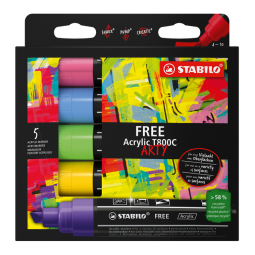 Marqueur peinture STABILO Free Acrylic T800C Seaside assorti 5 pièces