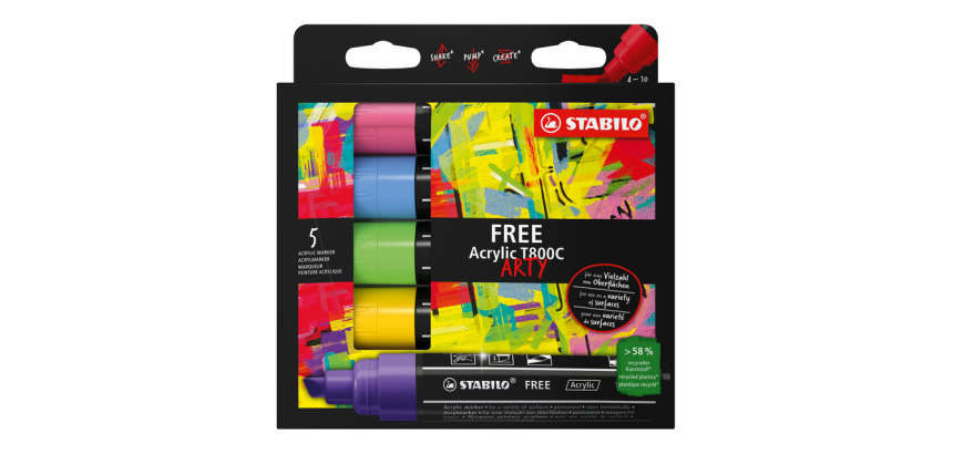 Acrylmarker STABILO  Free Acrylic T800C Seaside assorti 5 stuks