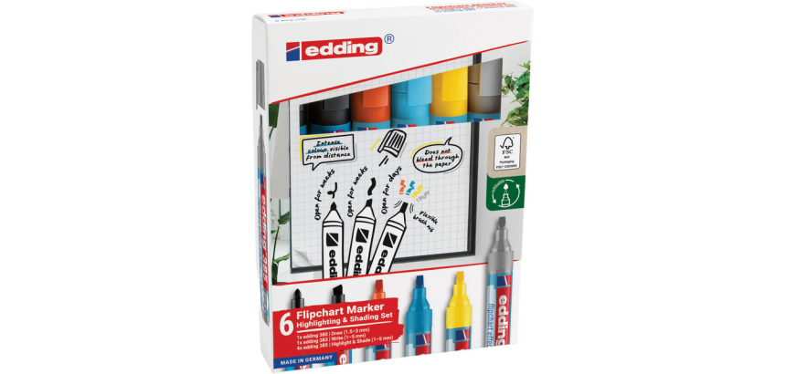 Viltstift edding 385 flipover incl 380 - 383  assorti 6 stuks