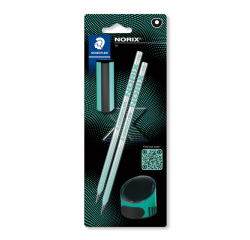 Potlood Staedtler Norix HB blister à 2 stuks zwart-groen