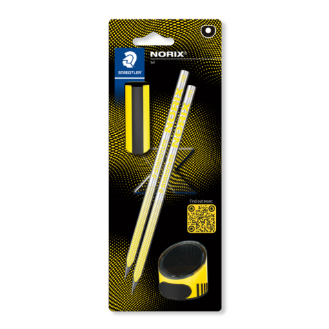 Crayon Staedtler Norix HB blister 2 pièces jaune-noir