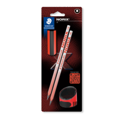 Potlood Staedtler Norix HB blister à 2 stuks zwart-koraal