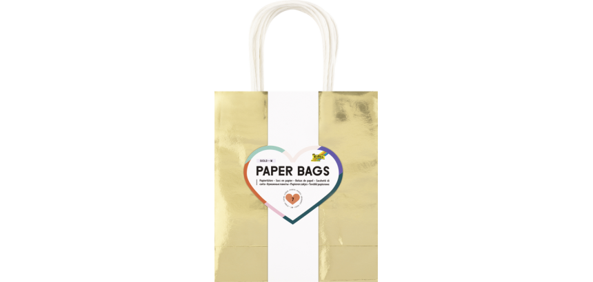 Sac cadeau Folia kraft doré 18x21x8cm 7 pièces