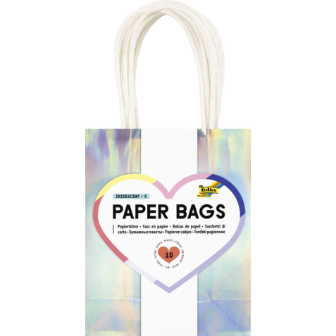 Sac cadeau Folia kraft irisé 12x15x5,5cm 10 pièces