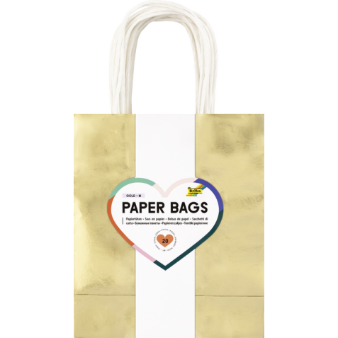 Sac cadeau Folia kraft doré 24x31x12cm 20 pièces