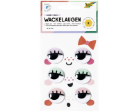 Yeux mobiles Folia avec cils 30mm set 6 pièces assorti