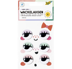 Yeux mobiles Folia avec cils 30mm set 6 pièces assorti