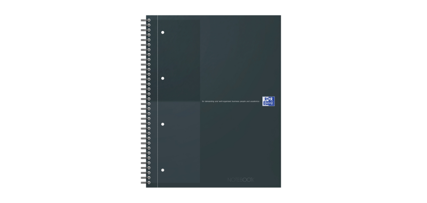 Cahier à spirale Oxford International Notebook A4+ ligné 160 pages noir