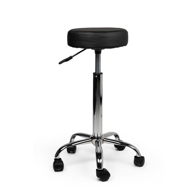 Tabouret sans anneau repose-pieds, sans dos, piston haut, noir