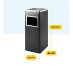 BRASQ Bin with Ashtray 16L AT600 Black