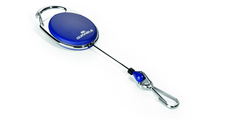 Durable Style Retractable Reel with blue carabiner