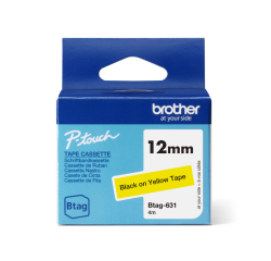 Ruban étiquettes Brother P-touch Btag-631 standard 12mm noir sur jaune