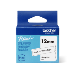 Ruban étiquettes Brother P-touch Btag-231 standard 12mm noir sur blanc