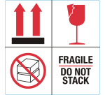 Etiquette d'avertissement IEZZY Fragile Do not stack 100x100mm 1000 pièces