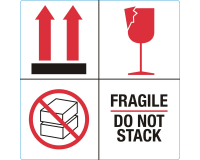 Etiquette d'avertissement IEZZY Fragile Do not stack 100x100mm 1000 pièces
