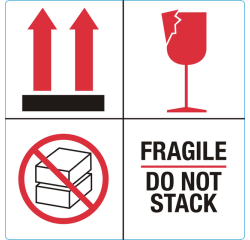 Etiquette d'avertissement IEZZY Fragile Do not stack 100x100mm 1000 pièces